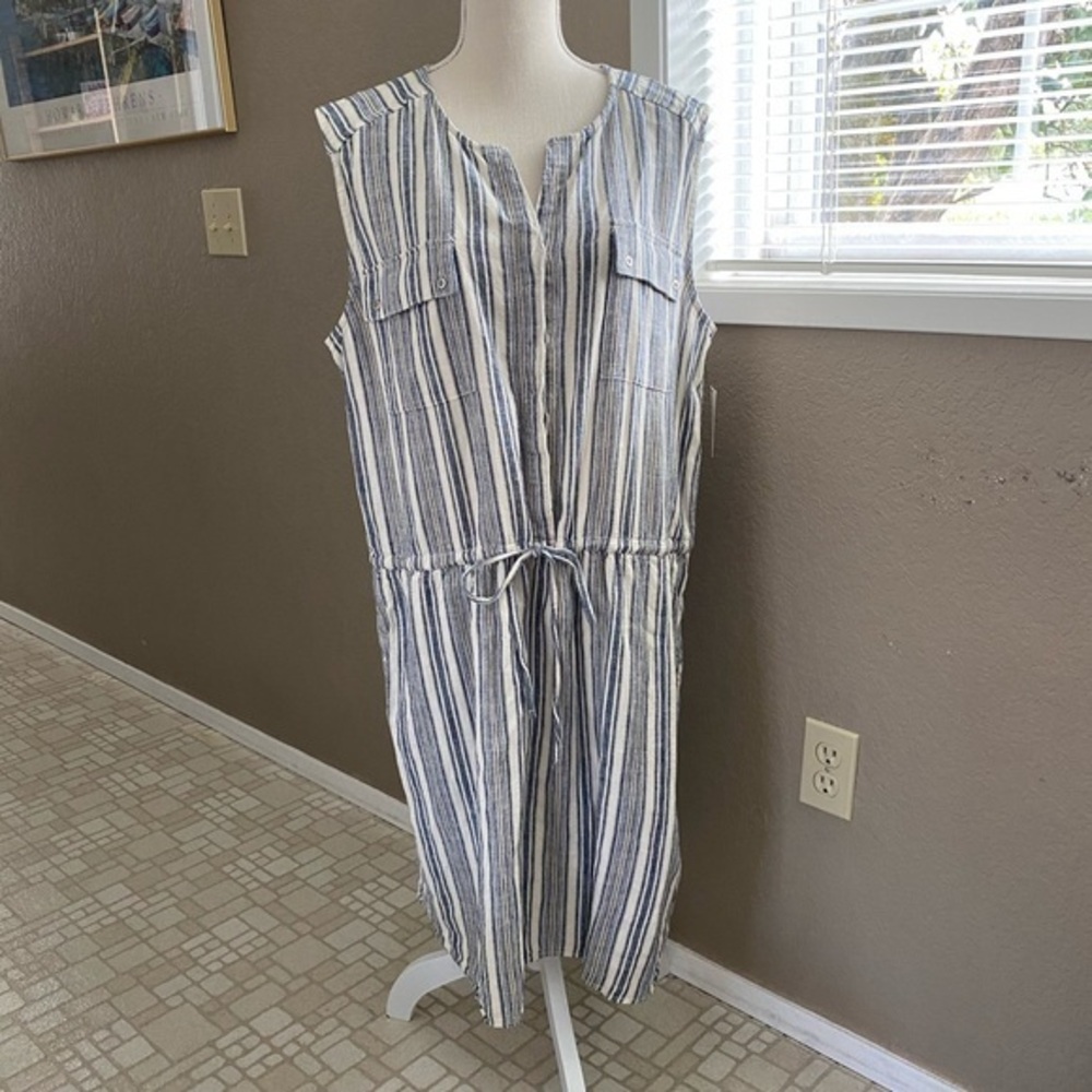 Caslon striped chambray sleeveless dress, Sz. XL
